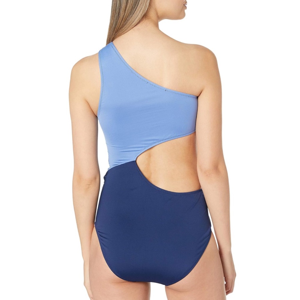 EUC Jessica Simpson Women's Contrast Panel One-Piece Swimsuit Size L Blue - Picture 2 of 6